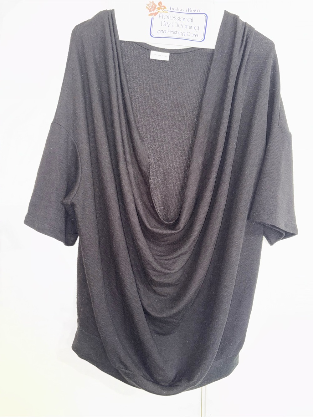 Dries Van Noten Black Draped Cowl Neck Top